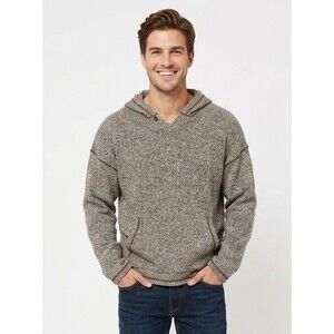 Calvin Klein 100% Lambswool Hoodie Sweater Grey Marl Size L MNR3580 Vintage